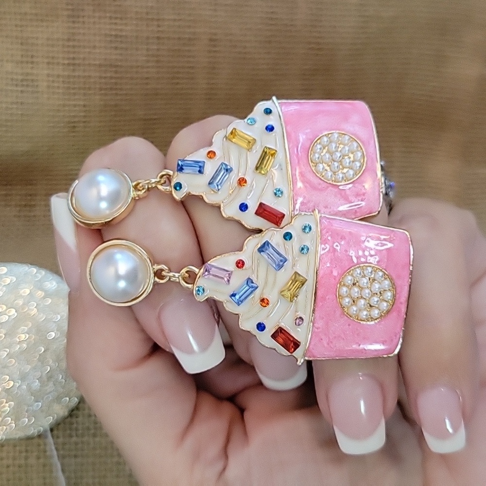 🔥LAST PAIR🔥 ICE CREAM SUNDAE ENAMEL SPARKLE EARRINGS